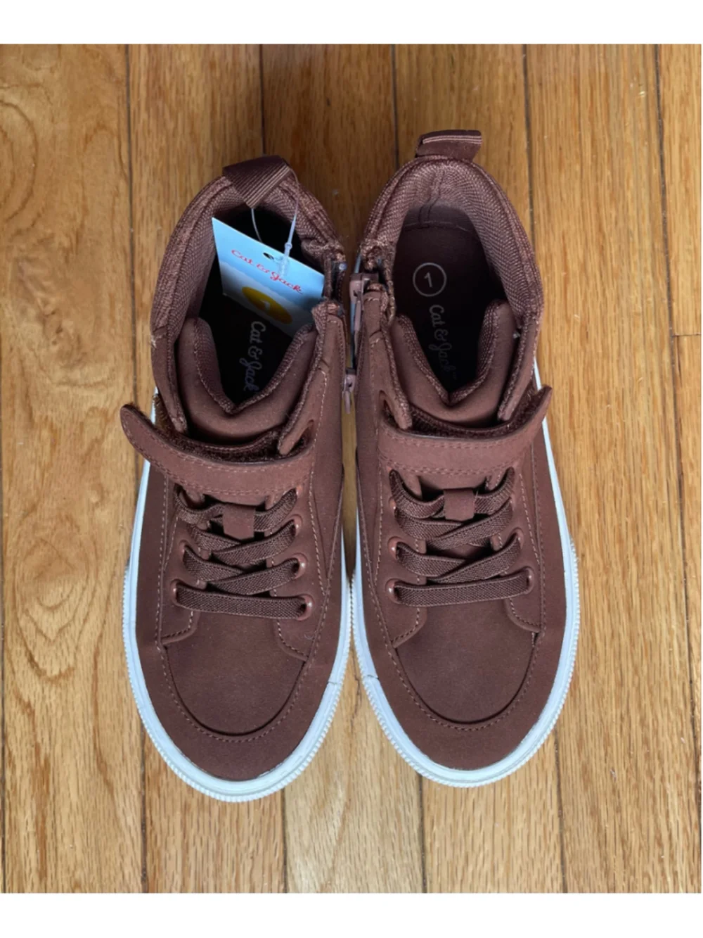 Boys Cat & Jack Robert High-Top Sneaker Boots Brown Size 1 Kid Youth